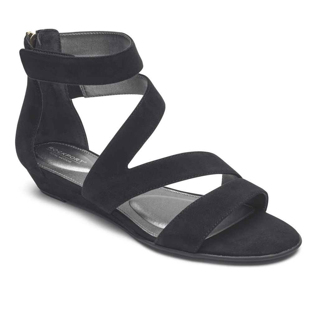 Rockport Singapore Womens Sandals - Total Motion Zandra Strappy Black - HQ1647038